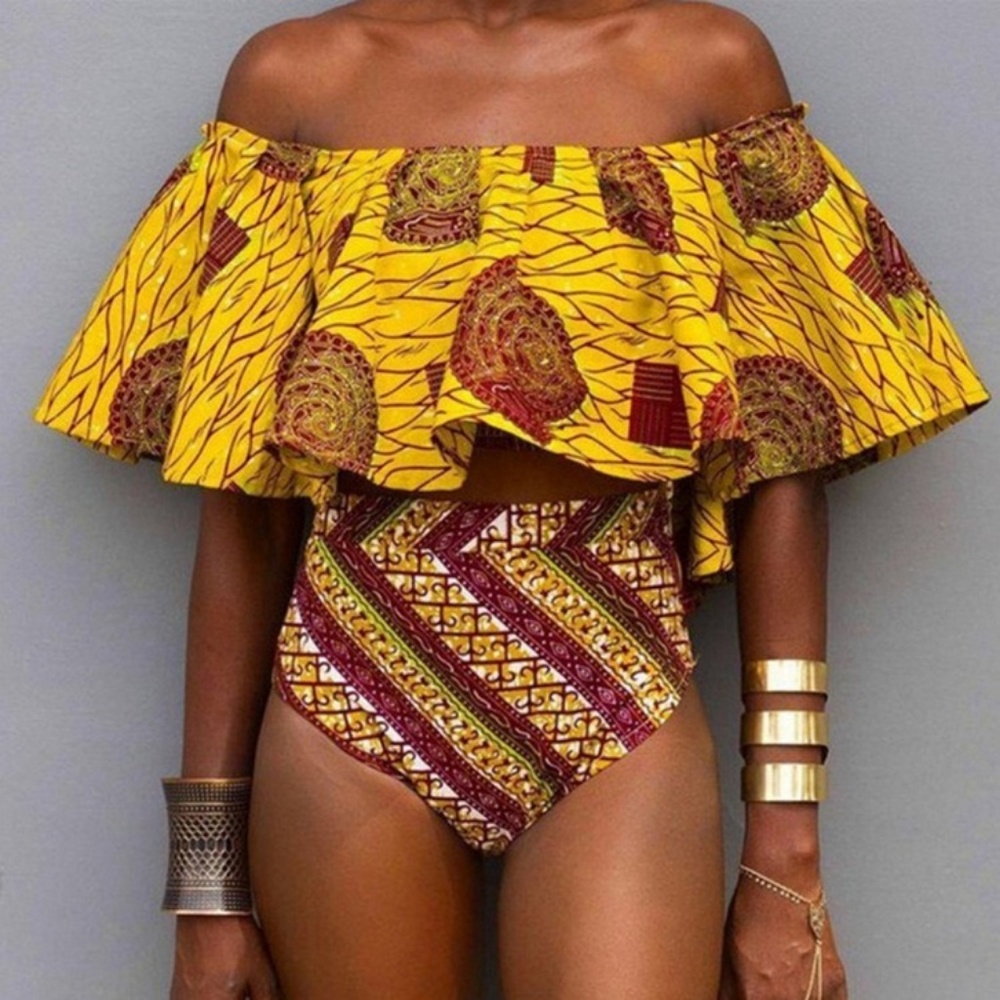 NWT BOHO VINTAGE  bikini high waist plus swimsuit